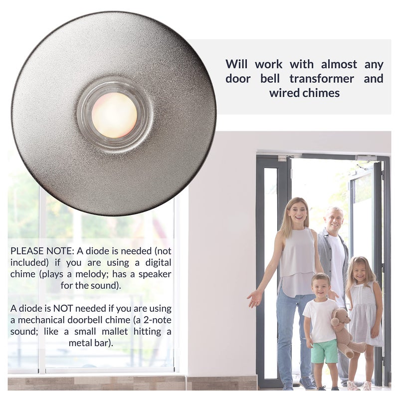 Newhouse Hardware SN5WL Lighted Doorbell Button, 1-Pack, Satin Nickel - Image 5